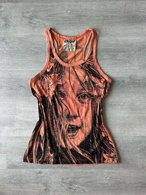 Sure Y2K Grunge Graphic Racerback Tank Top  Orange